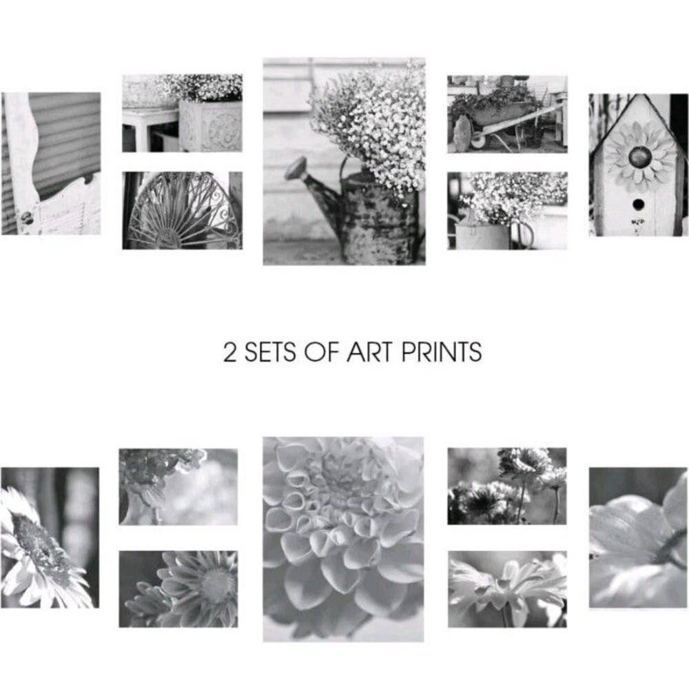 Gallery Perfect 7 Pc Grey Wash Photo Frame Gallery Kit Decorative Art Prints Set - Picture 2 of 8